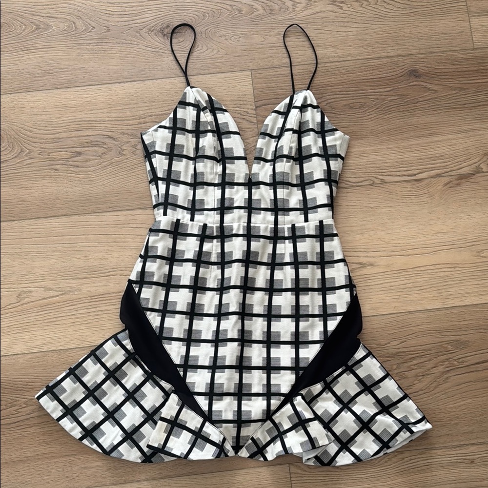 Stylish Black and White Checkered Dress